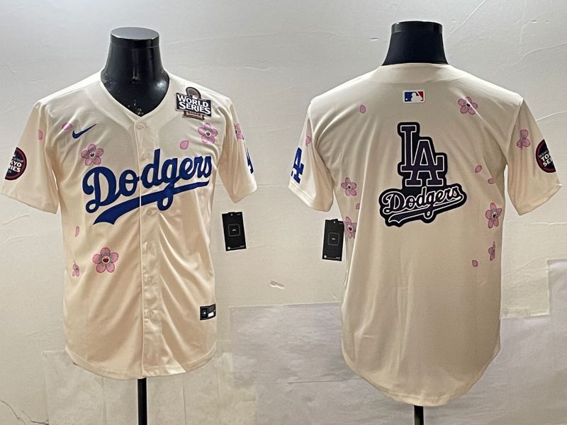 Men Los Angeles Dodgers Blank Cream Sakura Edition 2025 Nike MLB Jersey style 23